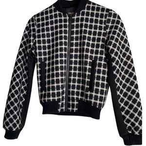 Maje Plaid Print Bomber Jacket